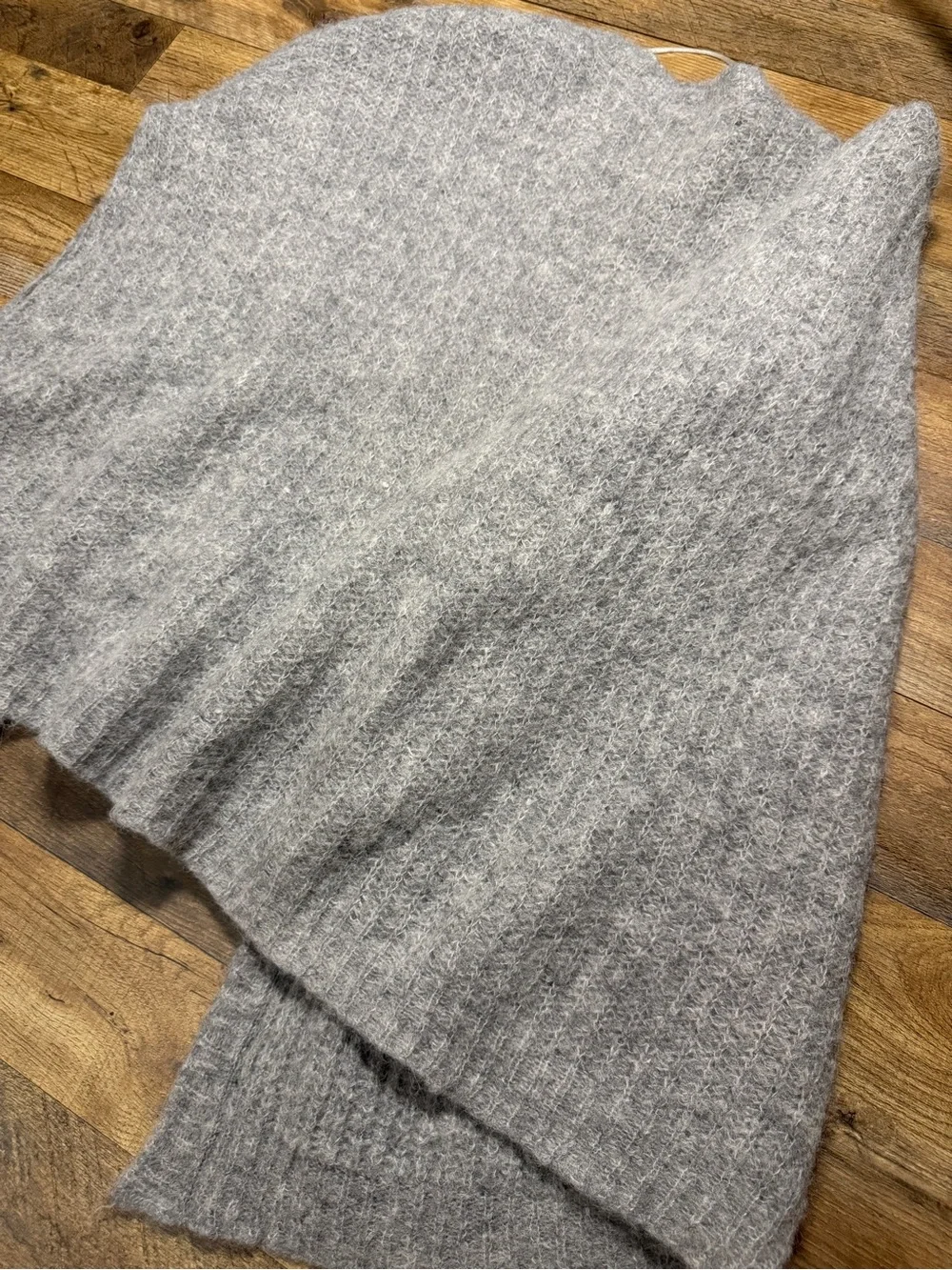Free People Grey Alpaca Blend Open Front Knit Cardigan Sweater Size Large